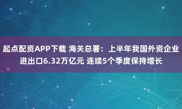 起点配资APP下载 海关总署：上半年我国外资企业进出口6.32万亿元 连续5个季度保持增长