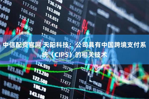 中信配资官网 天阳科技：公司具有中国跨境支付系统（CIPS）的相关技术
